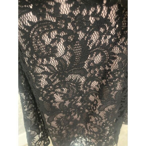 Express Black Mesh Lace Overlay Knee Length Skirt Size 2 - Picture 7 of 9